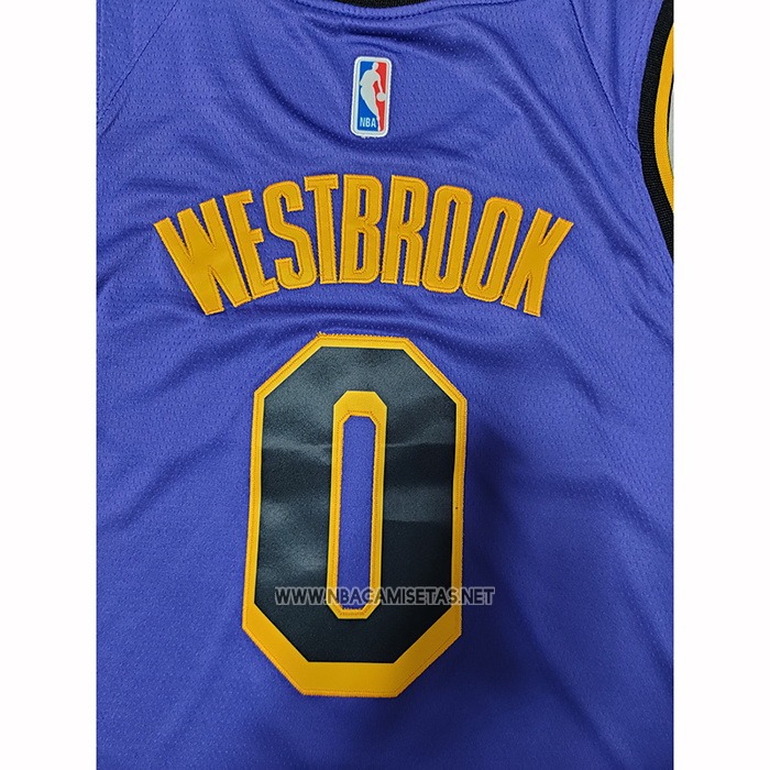 Camiseta Los Angeles Lakers Russell Westbrook NO 0 Statement 2022-23 Violeta
